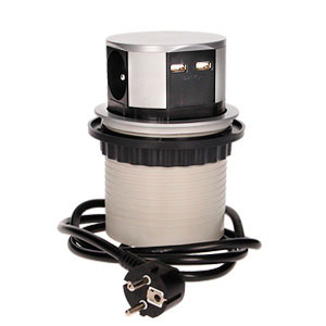 Chowane potrójne gniazdo 230V oraz podwójna ładowarka USB